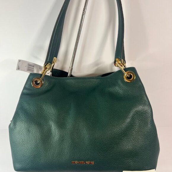 Michael Kors Handbags - Michael Kors NWT Raven Leather Tote Forest Green